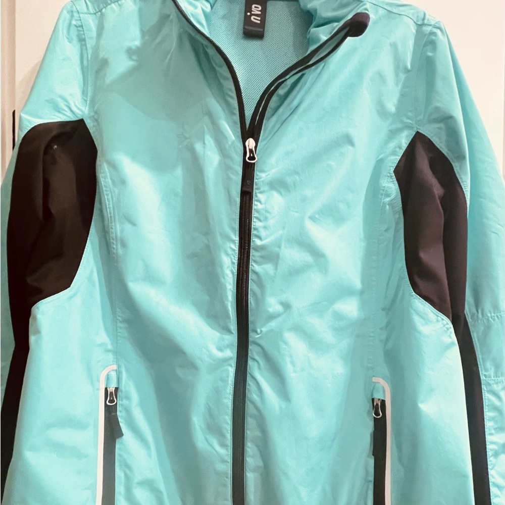 N’VO Aqua and Black Zip-Up Jacket Windbreaker.